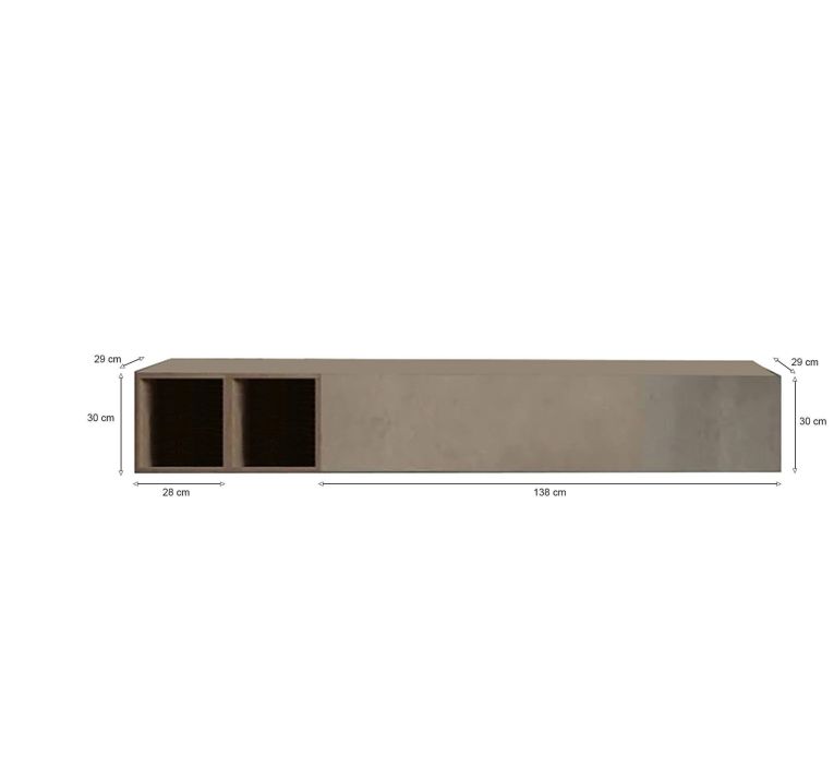 Parete salotto multifunzione 194cm noce e grigia - Koguma