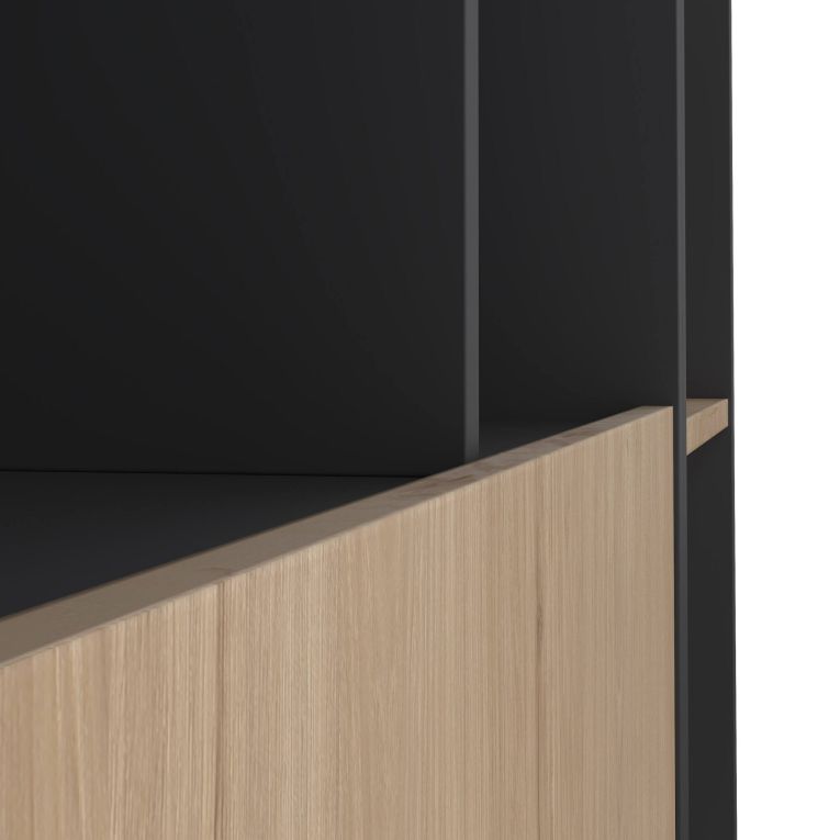 Parete salotto multifunzione 240cm rovere e grigia - Litvjak