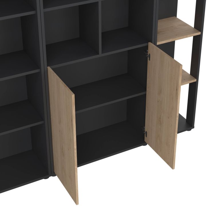 Parete salotto multifunzione 240cm rovere e grigia - Litvjak