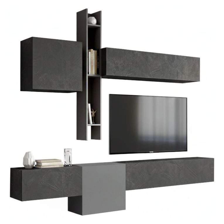Parete salotto smart 262cm ardesia e grigia scuro - Douglas