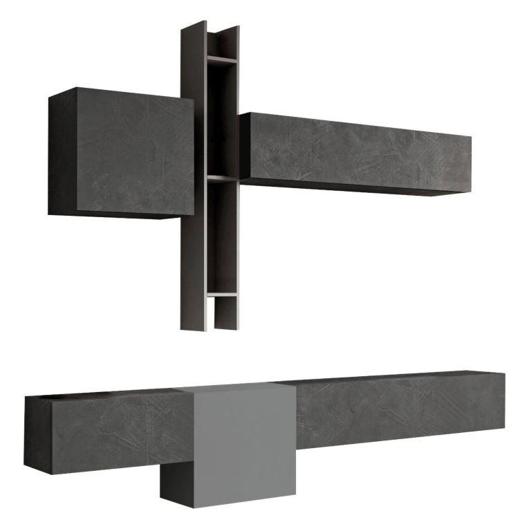 Parete salotto smart 262cm ardesia e grigia scuro - Douglas
