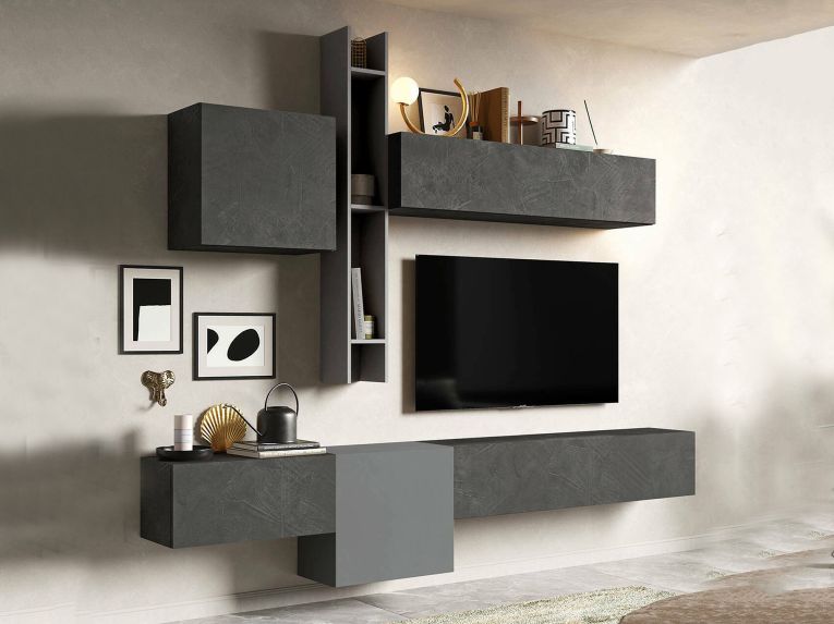 Parete salotto smart 262cm ardesia e grigia scuro - Douglas