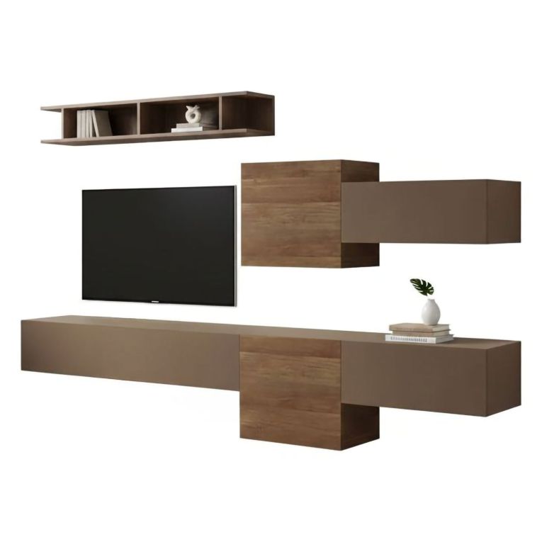 Parete salotto smart 262cm bronzo e noce - Tony