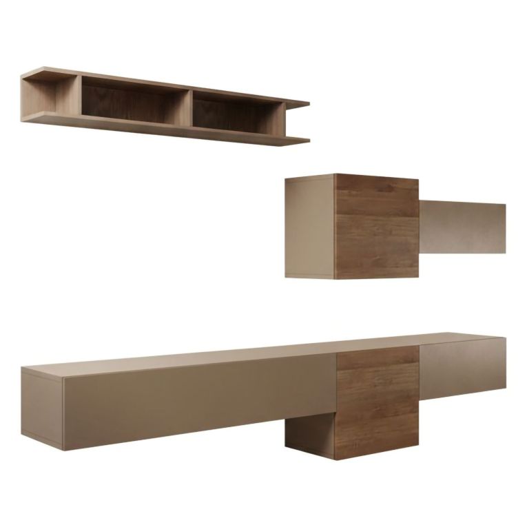 Parete salotto smart 262cm bronzo e noce - Tony