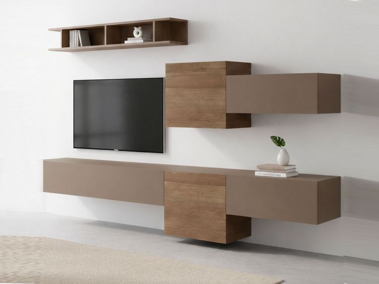 Parete salotto smart 262cm bronzo e noce - Tony