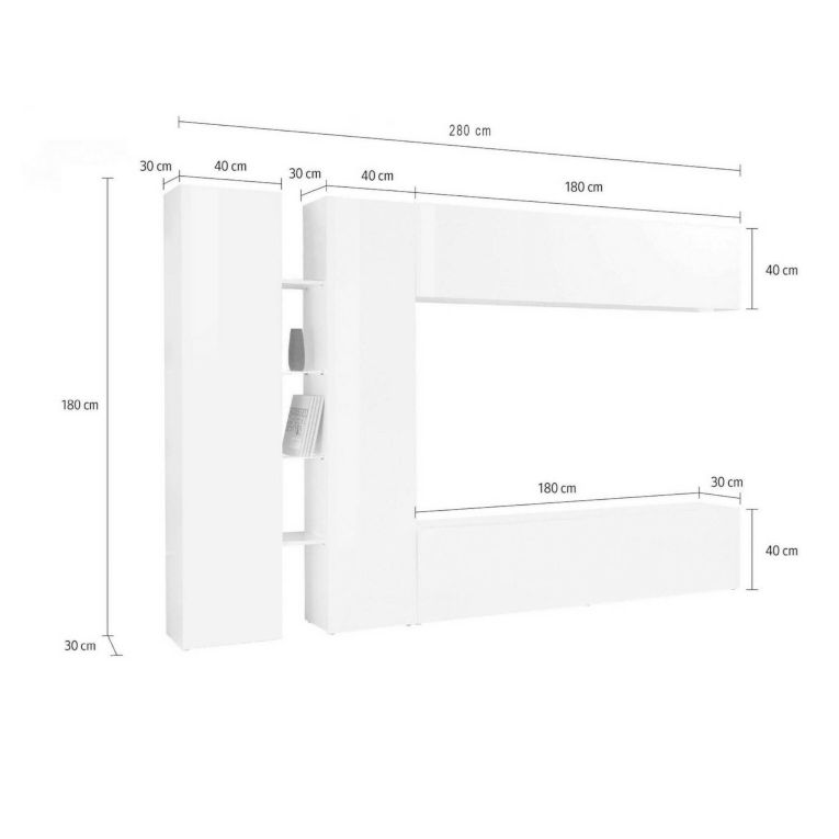 Parete salotto smart 280cm antracite - Enstatite