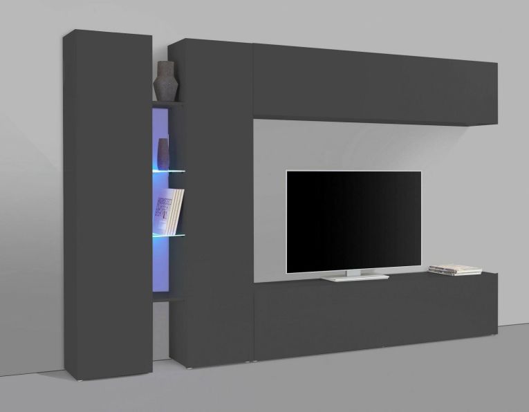 Parete salotto smart 280cm antracite - Enstatite