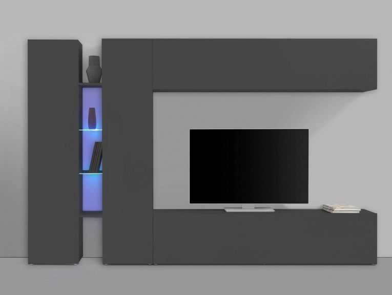 Parete salotto smart 280cm antracite - Enstatite