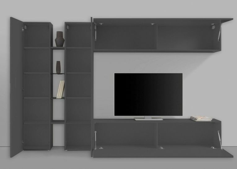 Parete salotto smart 280cm antracite - Enstatite