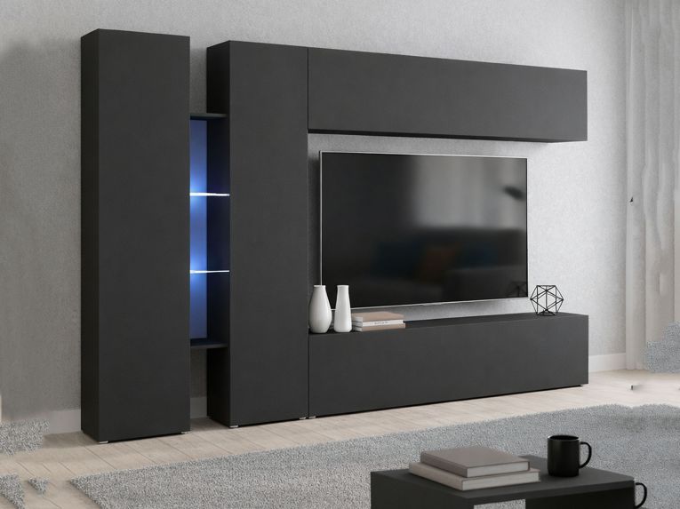 Parete salotto smart 280cm antracite - Enstatite