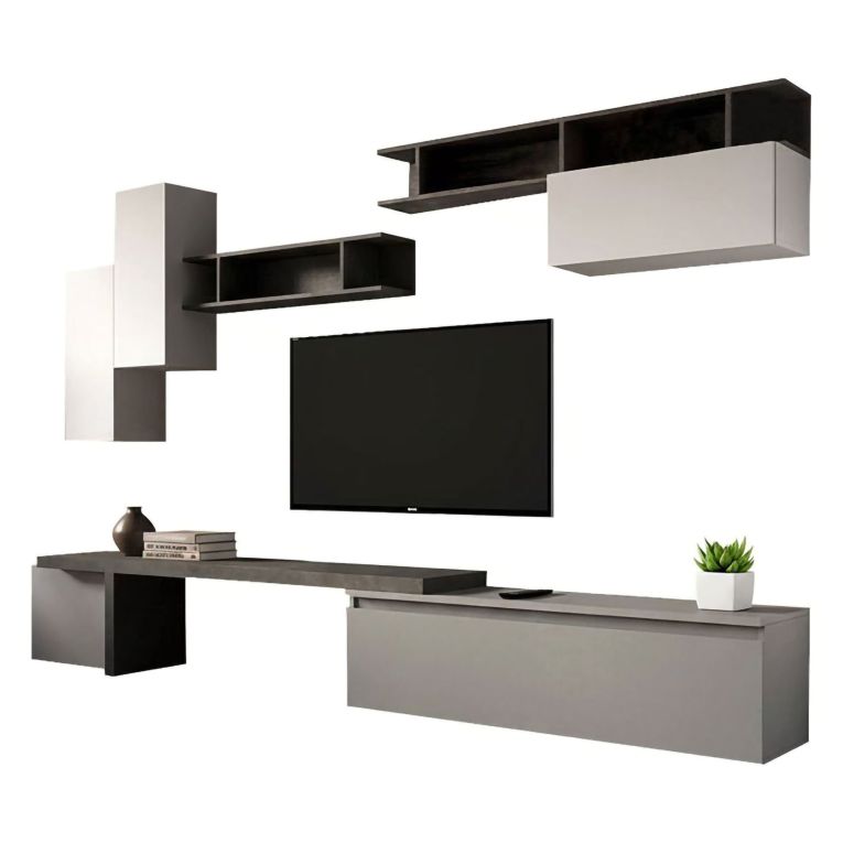 Parete salotto smart 290cm ardesia e grigia - Chris
