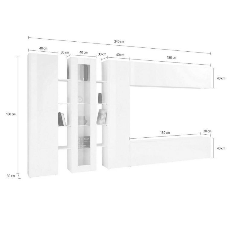 Parete salotto smart 320cm antracite - Bellino