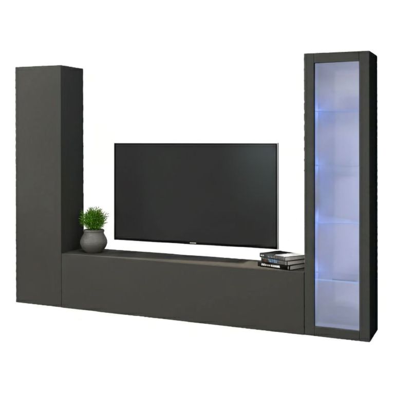 Parete soggiorno in legno 260cm antracite - Felicina