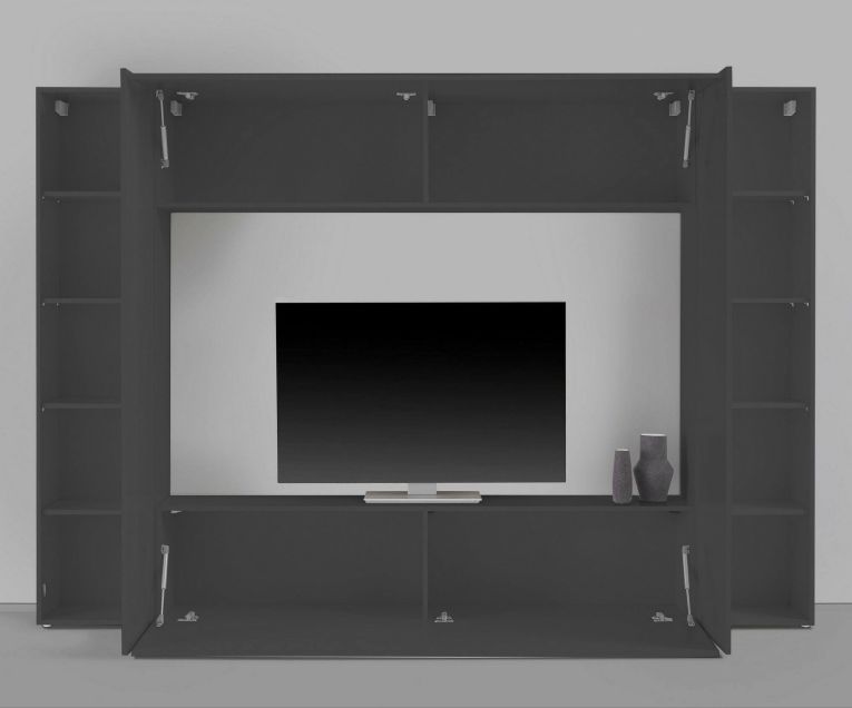 Parete soggiorno multifunzione 260cm antracite - Amel