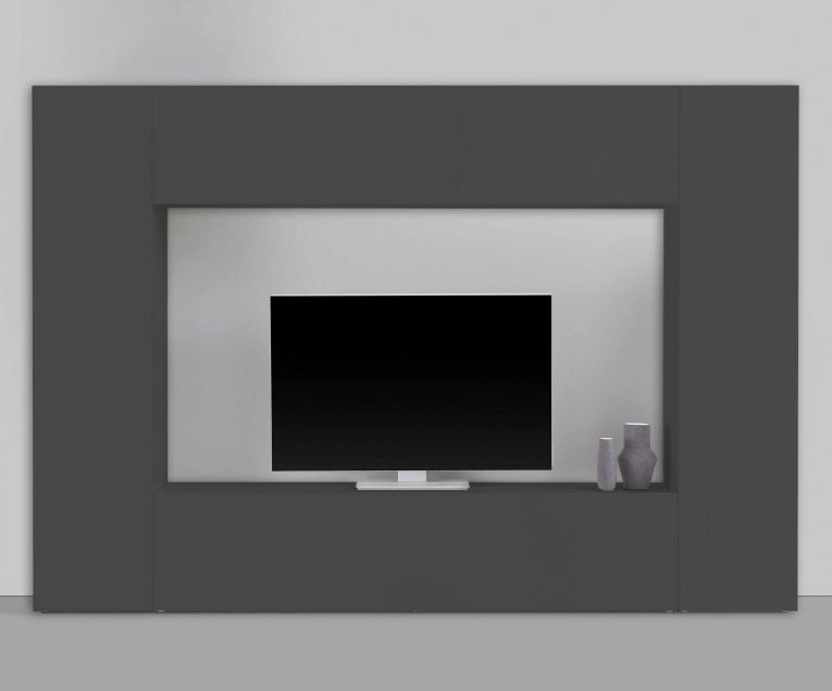 Parete soggiorno multifunzione 260cm antracite - Amel