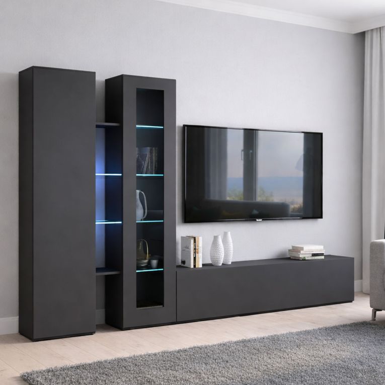 Parete soggiorno smart 280cm antracite - Arin