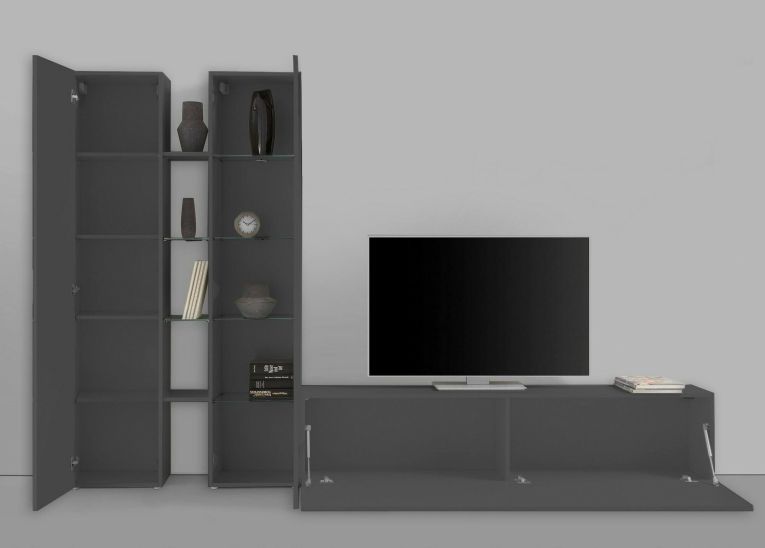 Parete soggiorno smart 280cm antracite - Arin