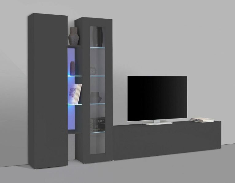 Parete soggiorno smart 280cm antracite - Arin