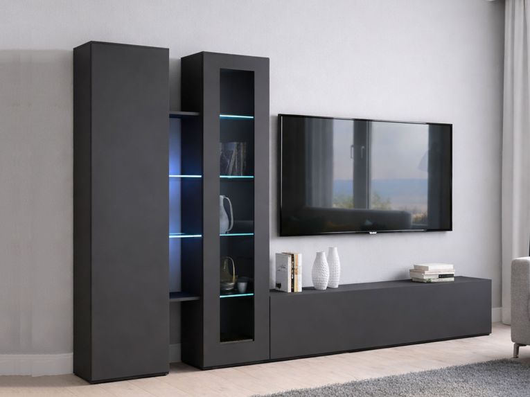Parete soggiorno smart 280cm antracite - Arin