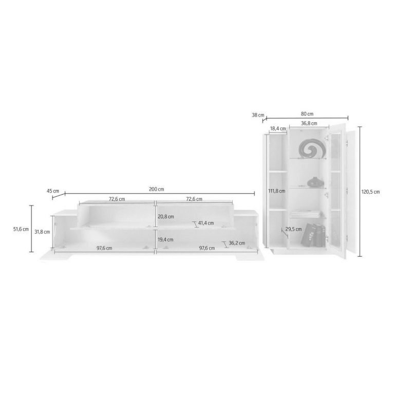 Parete soggiorno smart 280cm bianca - Maja