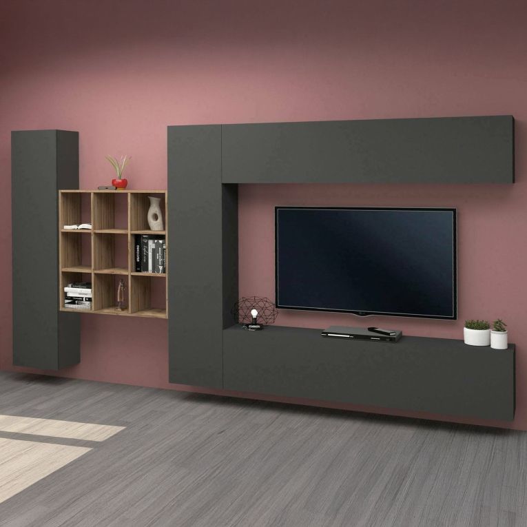 Parete soggiorno smart 350cm antracite - Agira