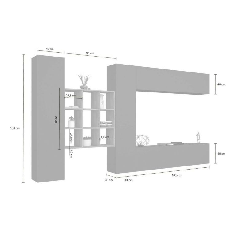 Parete soggiorno smart 350cm antracite - Agira