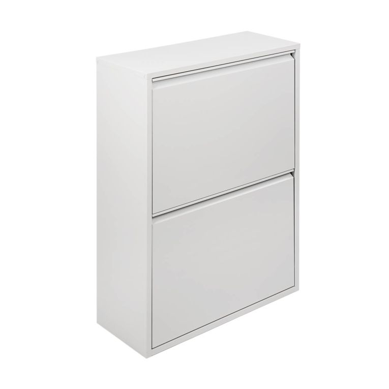 Pattumiera Achros, Cestino portarifiuti, Bidone per raccolta differenziata, Mobile per spazzatura, 60x25 h93 cm, Bianco