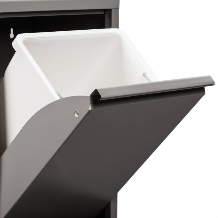 Pattumiera Achros, Cestino portarifiuti, Bidone per raccolta differenziata, Mobile per spazzatura, 60x25 h93 cm, Grigio