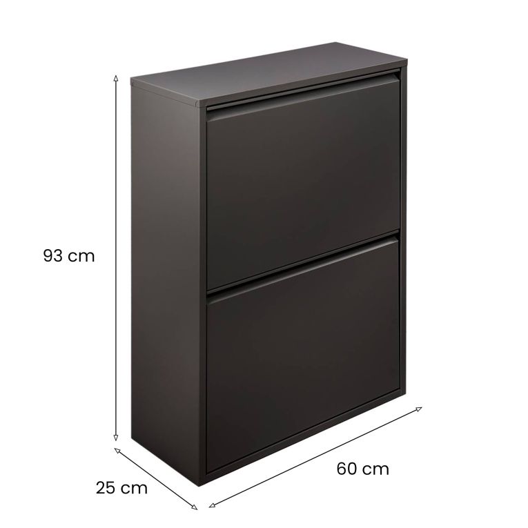 Pattumiera Achros, Cestino portarifiuti, Bidone per raccolta differenziata, Mobile per spazzatura, 60x25 h93 cm, Nero