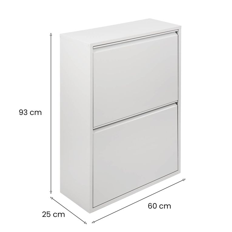 Pattumiera Aller, Bidone per spazzatura, Cestino portarifiuti, Mobile in metallo con secchi per raccolta differenziata, 60x25h92 cm, Bianco