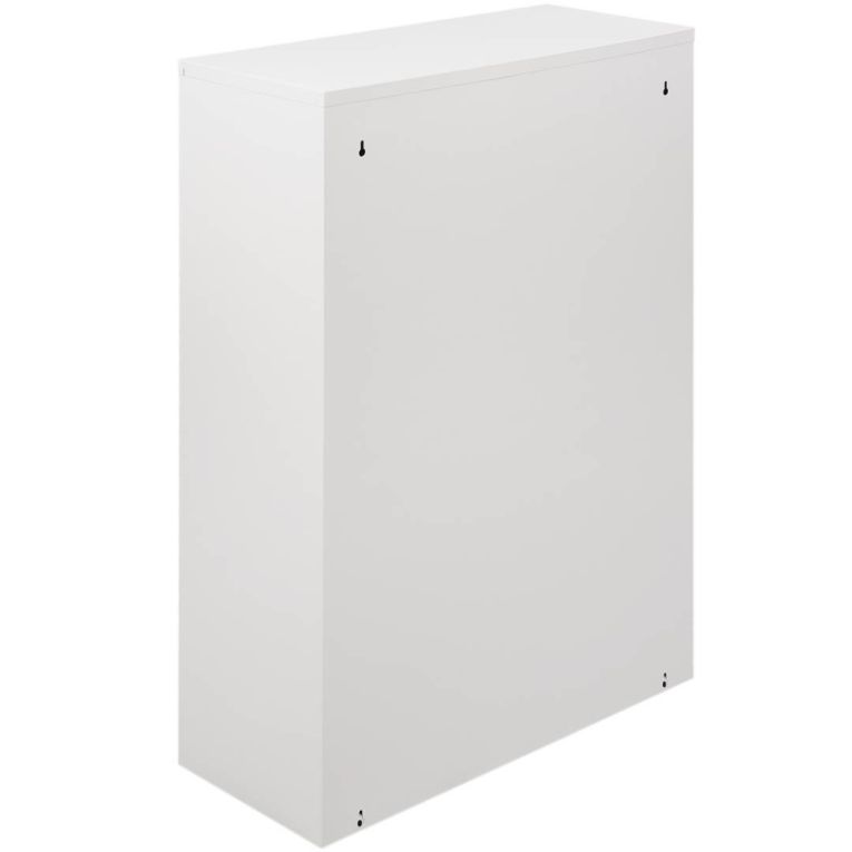 Pattumiera Aller, Bidone per spazzatura, Cestino portarifiuti, Mobile in metallo con secchi per raccolta differenziata, 60x25h92 cm, Bianco