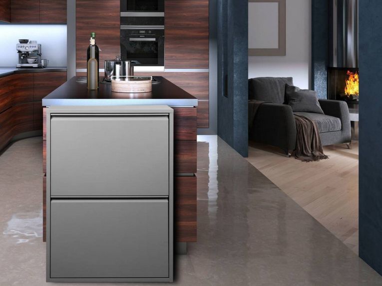 Pattumiera Grigio Capacità 72 (18 per Secchio) Fissaggio a Muro Opzionale 60x25x93h cm, 4 Cestini - Anukhatun