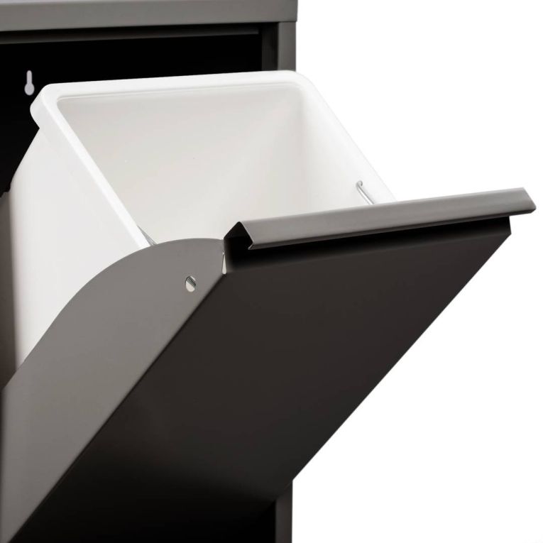 Pattumiera Nero Capacità 72 (18 per Secchio) Fissaggio a Muro Opzionale 60x25x93h cm, 4 Cestini - Anukhatun