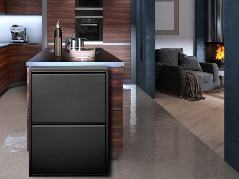Pattumiera Nero Capacità 72 (18 per Secchio) Fissaggio a Muro Opzionale 60x25x93h cm, 4 Cestini - Anukhatun