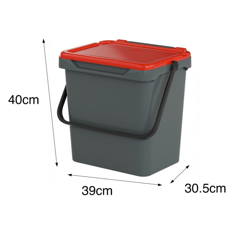 Pattumiera Rosso Capacità 37 lt un Cestino 40x31x39h cm, Made in Italy - Foscas