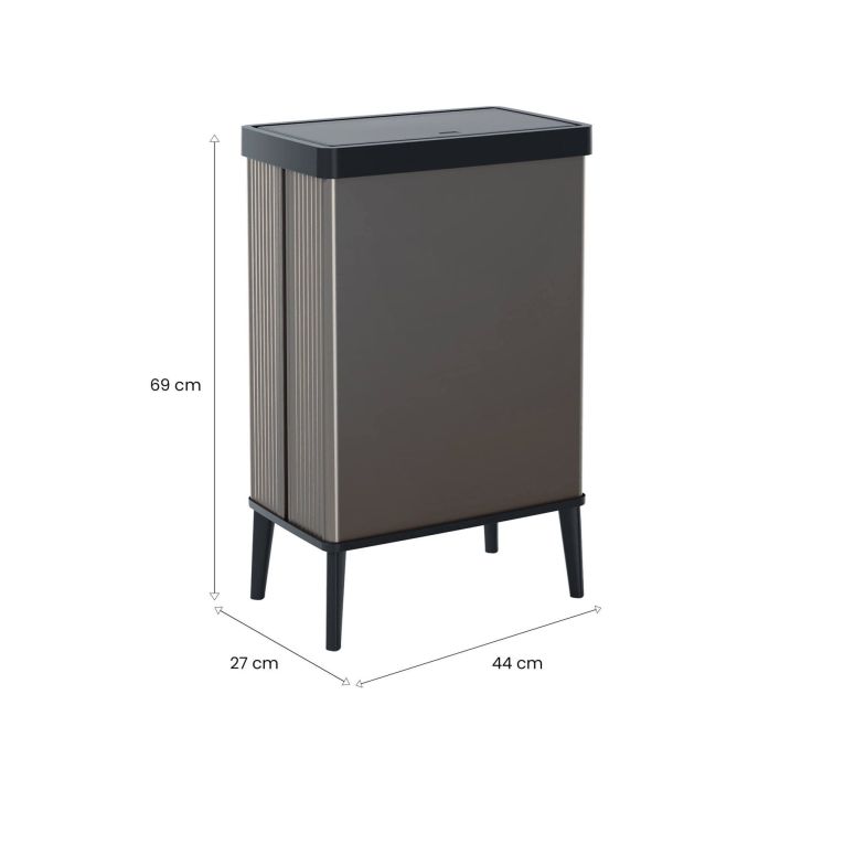 Pattumiera scandi 54 L 44x27x69h cm grigio scuro - Tofino