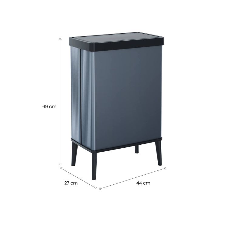 Pattumiera Scillato, Cestino portarifiuti, Bidone per raccolta differenziata, Mobile per spazzatura, 44x27 h69 cm, Blu