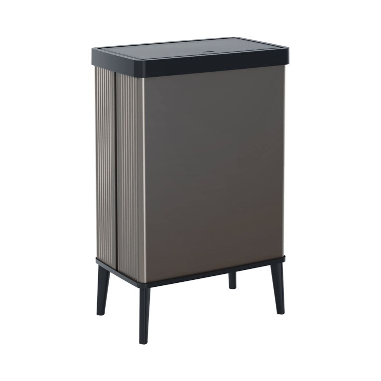 Pattumiera Scillato, Cestino portarifiuti, Bidone per raccolta differenziata, Mobile per spazzatura, 44x27 h69 cm, Grigio scuro