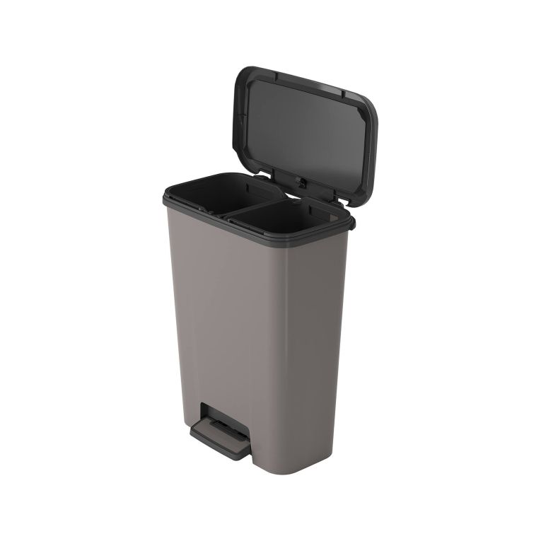 Pattumiera Sirmione, Cestino portarifiuti, Bidone per raccolta differenziata, Mobile per spazzatura, 48x29 h63 cm, Grigio scuro