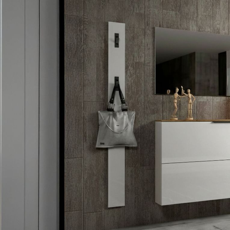 Pensile appendiabiti 15x170h cm 3 posti bianco lucido e antracite - Ascrea