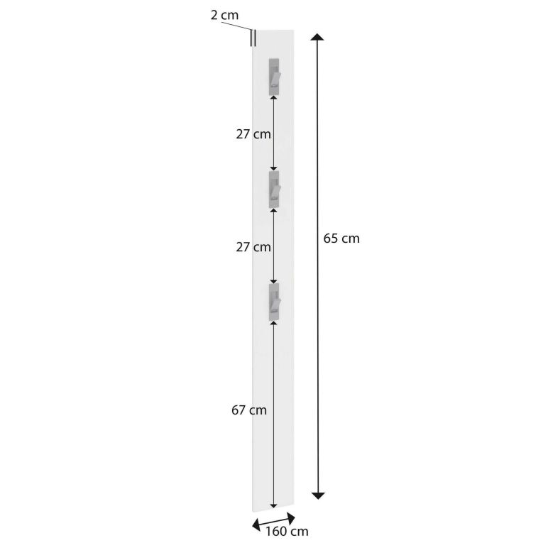 Pensile appendiabiti 15x170h cm 3 posti bianco lucido e antracite - Ascrea