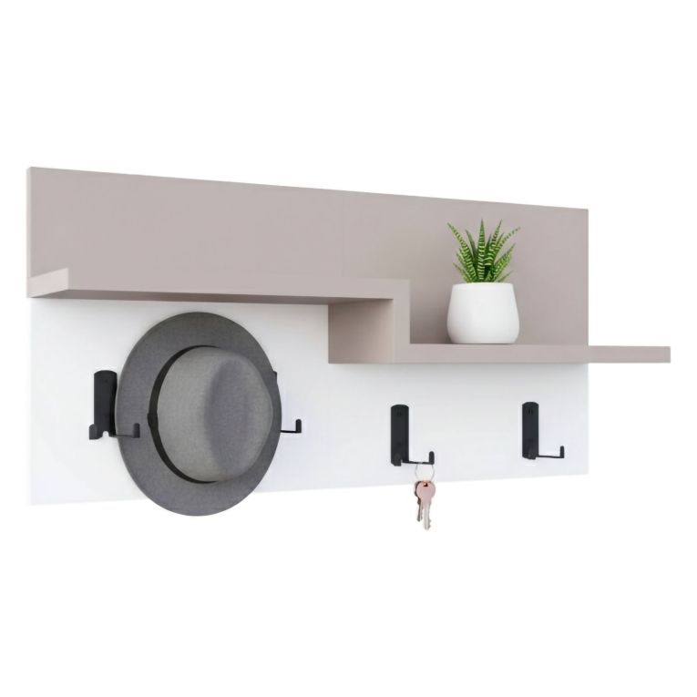 Pensile appendiabiti 65x31h cm 5 posti beige e bianco - Kilo