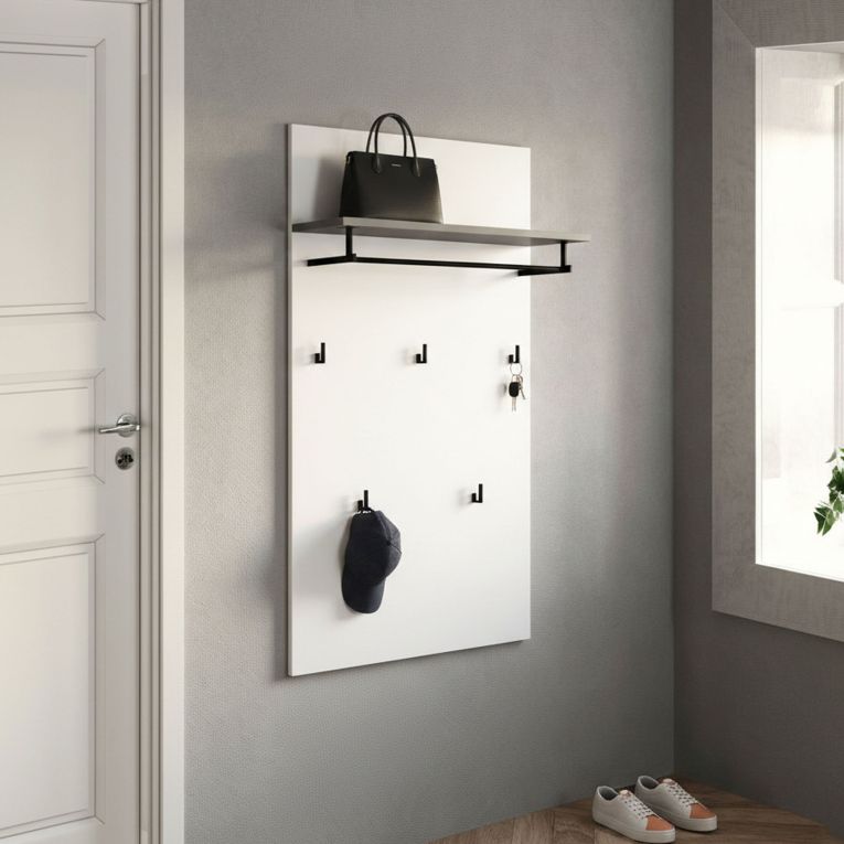 Pensile appendiabiti 80x115h cm 5 posti bianco lucido e antracite - Flaviana
