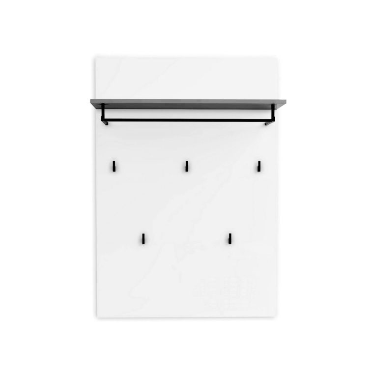 Pensile appendiabiti 80x115h cm 5 posti bianco lucido e antracite - Flaviana