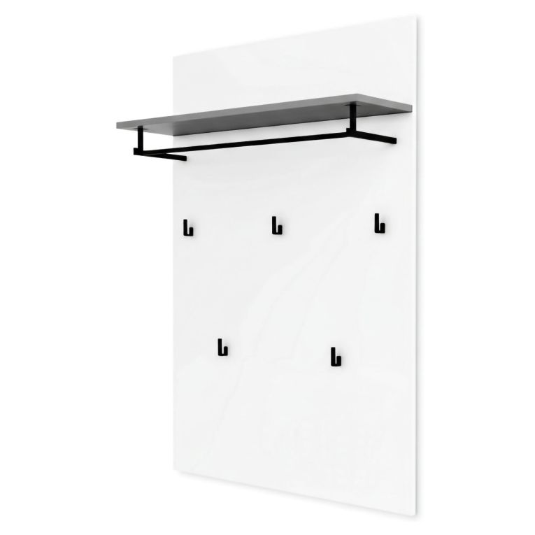 Pensile appendiabiti 80x115h cm 5 posti bianco lucido e antracite - Flaviana