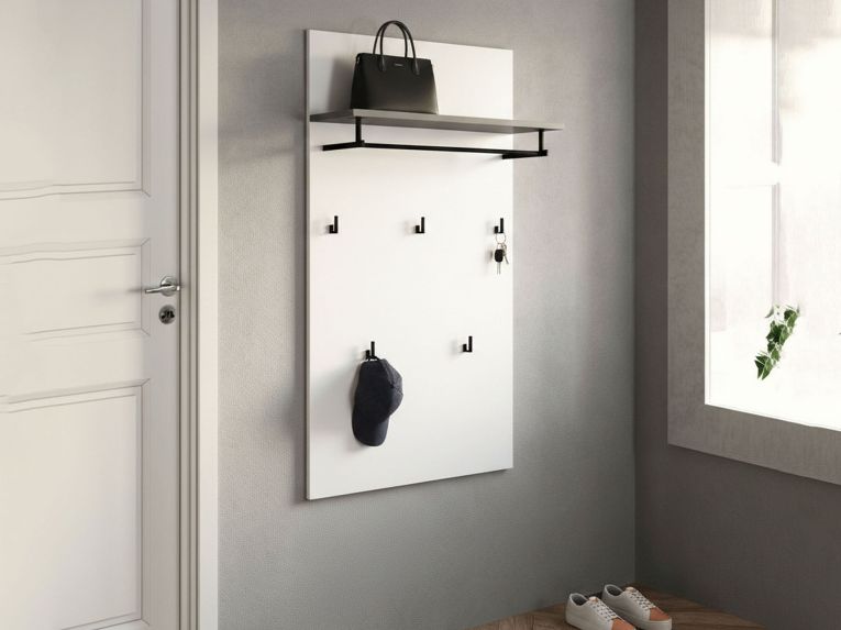 Pensile appendiabiti 80x115h cm 5 posti bianco lucido e antracite - Flaviana
