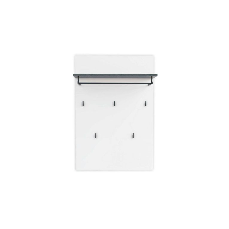 Pensile appendiabiti 80x26h cm 5 posti bianco lucido e antracite - Henry