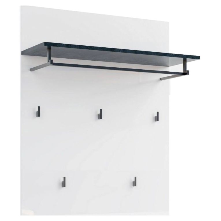 Pensile appendiabiti 80x26h cm 5 posti bianco lucido e antracite - Henry