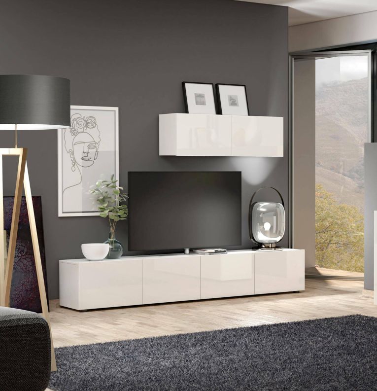 Pensile bagno 112x37h cm bianco lucido - Ostrense