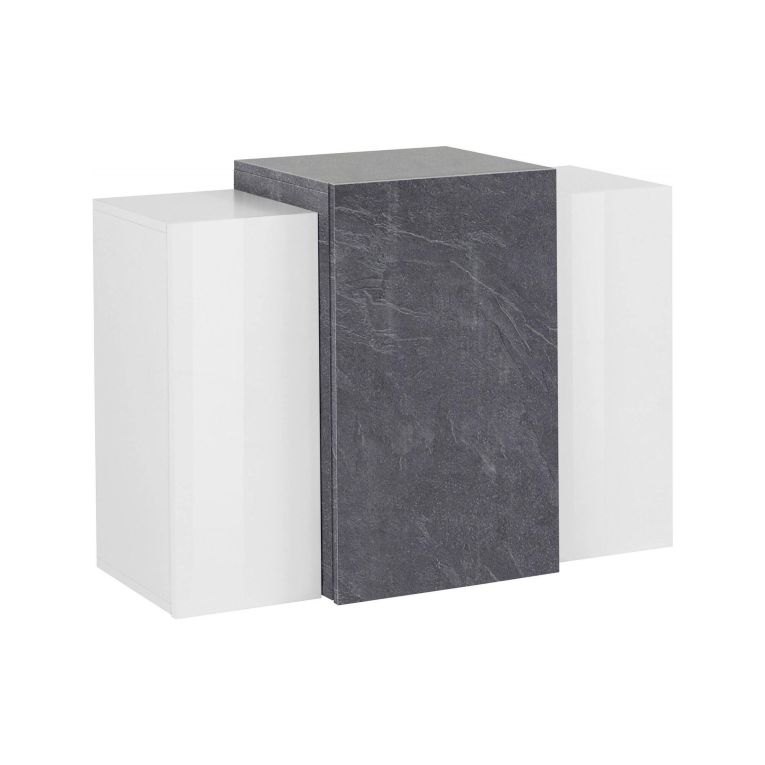 Pensile bagno 3 ante 90x66h cm bianco lucido e ardesia - Andras